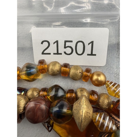 Vintage Glass Beaded Necklace Gold Tone 24" - Picture 10 of 10